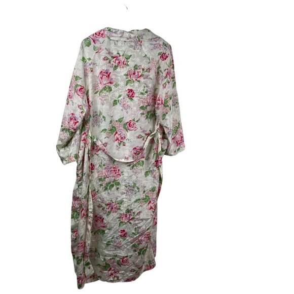 Vintage Maryann’s Boutique Peignoir Robe & Gown White Sz S Floral Satin Romantic - Picture 5 of 16